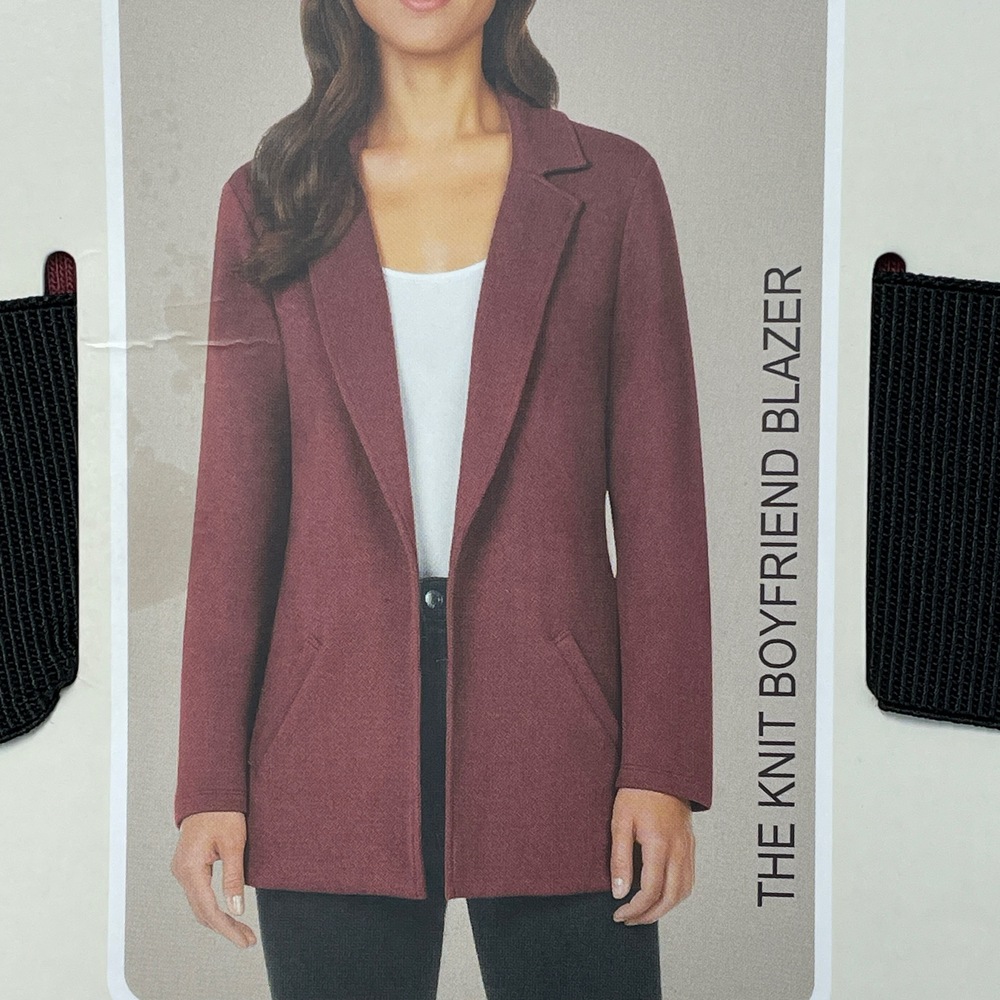 Matty M Wine Knit Boyfriend Blazer